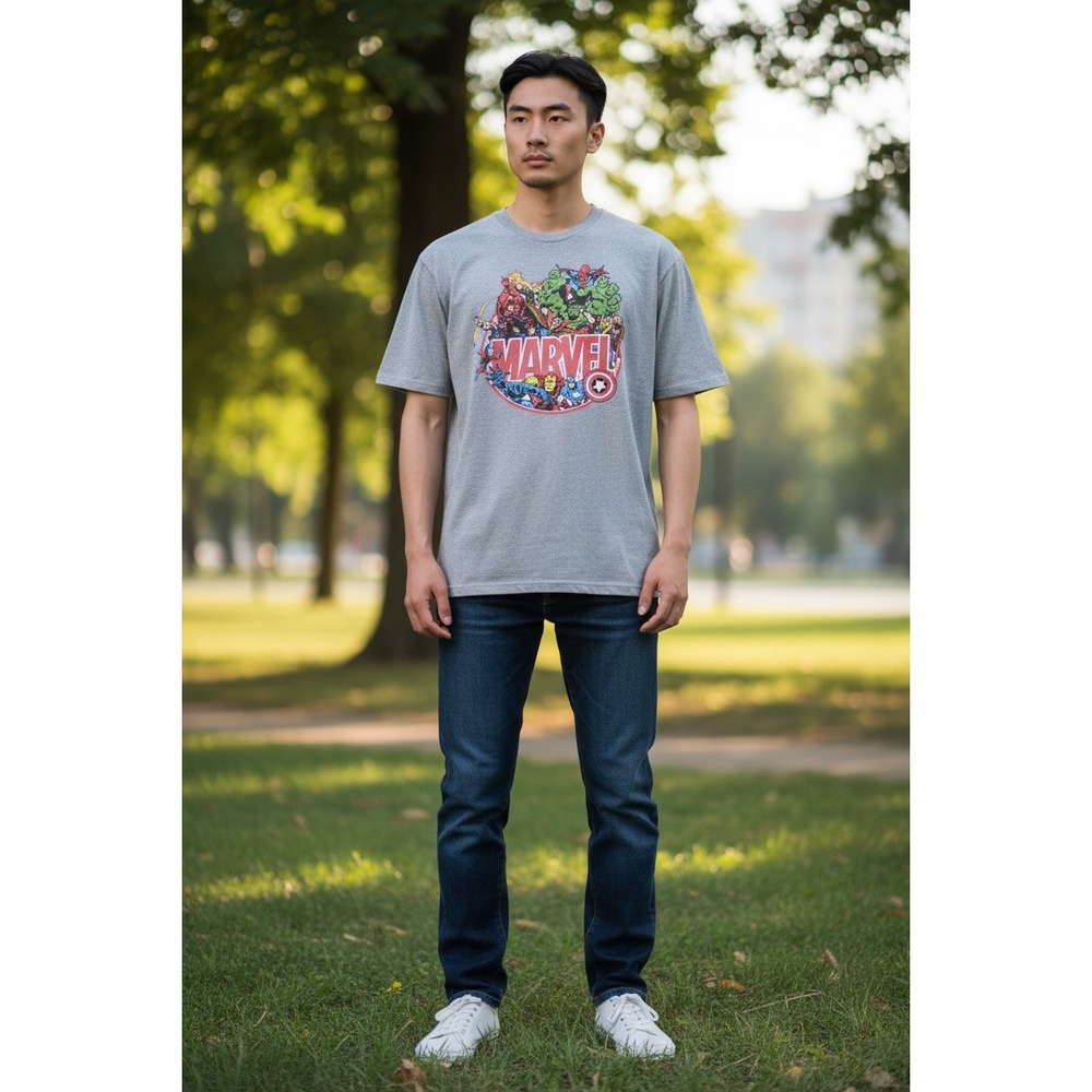 Marvel Comics Avengers Graphic T-Shirt Mens XL Gray Heather‎ Short Sleeve Tee